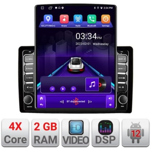 ViperX K-2din-2 Navigatie dedicata universala 2din-2 ecran tip TESLA 9.7″ cu Android Radio Bluetooth Internet GPS WIFI 2+32 DSP Quad C