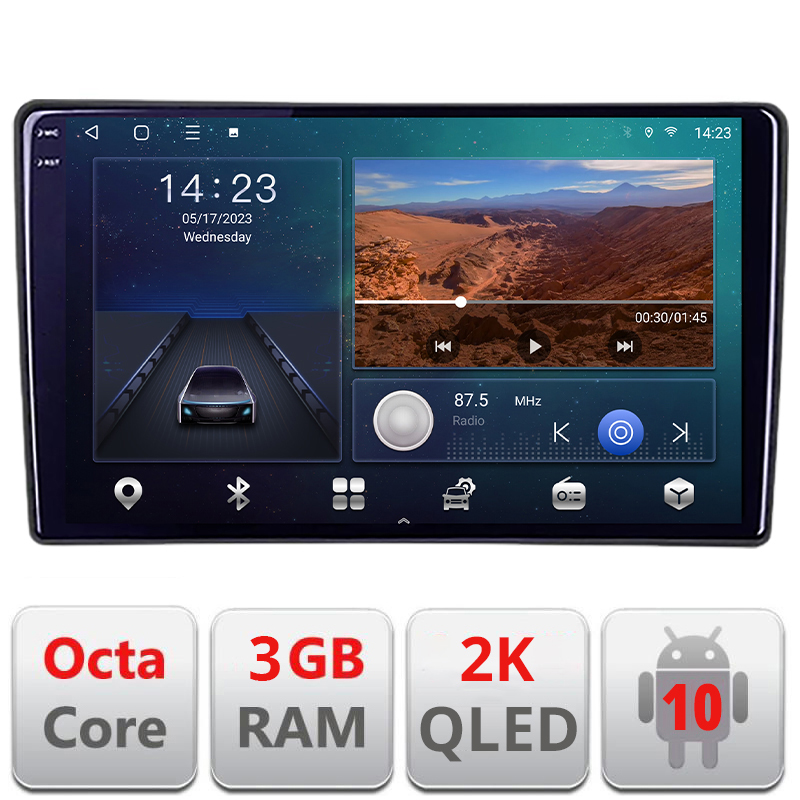 Navigatie dedicata Citroen C3 intre anii 2018- B-C3 Android Ecran 2K QLED octa core 3+32 carplay android auto KIT-c3+-E310V3-2K