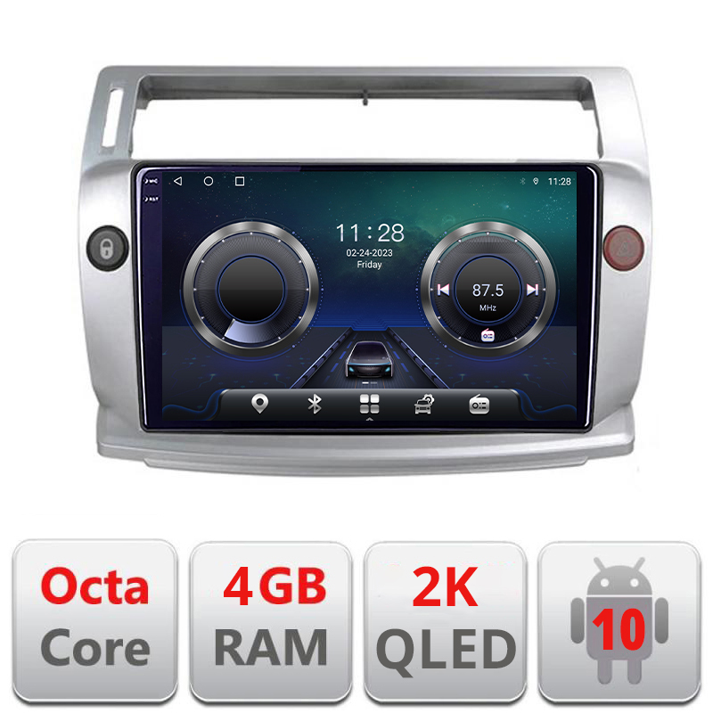 Navigatie dedicata Citroen C4 C-088 Android Octa Core Ecran 2K QLED GPS 4G 4+32GB 360 KIT-088+-E409-2K