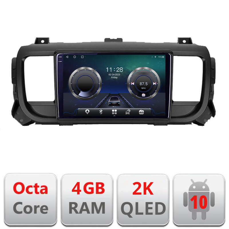 Navigatie dedicata Citroen Jumpy Toyota Proace Peugeot Traveller C-jumpy16 Android Octa Core Ecran 2K QLED GPS 4G 4+32GB 360 kit-jumpy16+-E409-2K