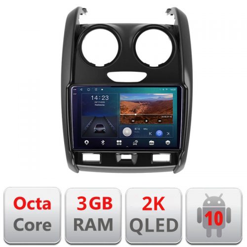 VPX Navigatie dedicata Dacia Duster 2012-2019 B-157 Android Ecran 2K QLED octa core 3+32 carplay android auto KIT-157+-E309V3-2K