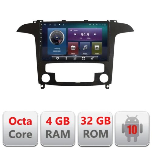 VPX Navigatie dedicata Edonav Ford S-Max 2008-2012 C-003,QLED,Octacore,4 Gb RAM,32 Gb Hdd,360,4G,DSP,GPS,Bluetooth