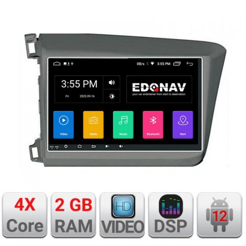 VPX Navigatie dedicata Edonav Honda Civic 2012-2015 A-132 Ecran Qled,2Gb Ram,32Gb Hdd,USB,Bluetooth,Wifi