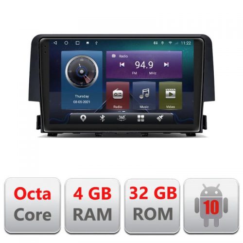 VPX Navigatie dedicata Edonav Honda Civic 2016-2020 C-669,QLED,Octacore,4 Gb RAM,32 Gb Hdd,360,4G,DSP,GPS,Bluetooth