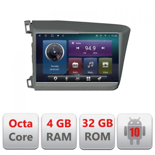 VPX Navigatie dedicata Edonav Honda Civic Sedan C-132,QLED,Octacore,4 Gb RAM,32 Gb Hdd,360,4G,DSP,GPS,Bluetooth