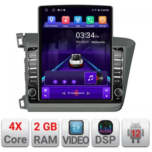 VPX Navigatie dedicata Edonav Honda Civic Sedan K-132 ecran Tesla 9.7″ QLED,2Gb RAM,32Gb Hdd,DSP,GPS,Bluetooth