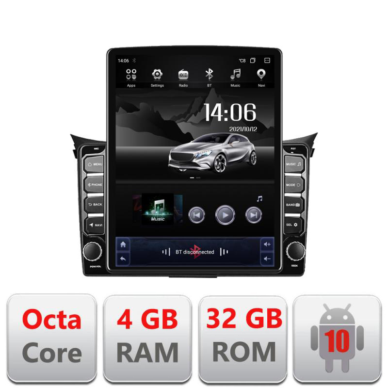 Navigatie dedicata Edonav Hyundai I30 2011-2016 ecran Tesla 9.7" QLED,Octacore,4Gb RAM,32Gb Hdd,4G,Qled,360,DSP,GPS,Carplay