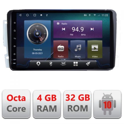 VPX Navigatie dedicata Edonav Mercedes C 2001-2004 Vito Viano 2004-2006 C-171,QLED,Octacore,4 Gb RAM,32 Gb Hdd,360,4G,DSP,GPS,Bluetooth