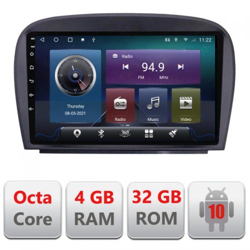 VPX Navigatie dedicata Edonav Mercedes SL W230 2004-2011 C-W230,QLED,Octacore,4 Gb RAM,32 Gb Hdd,360,4G,DSP,GPS,Bluetooth