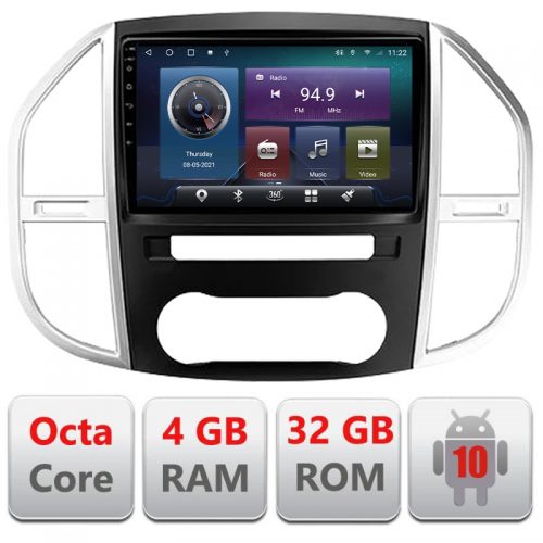 VPX Navigatie dedicata Edonav Mercedes Vito w447 2016-,QLED,Octacore,4 Gb RAM,32 Gb Hdd,360,4G,DSP,GPS,Bluetooth