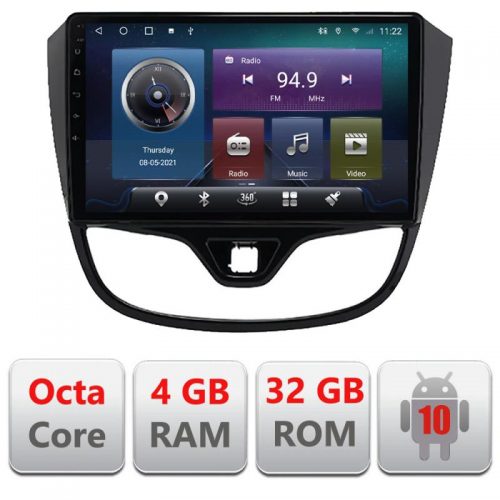 VPX Navigatie dedicata Edonav Opel Karl 2017- C-karl,QLED,Octacore,4 Gb RAM,32 Gb Hdd,360,4G,DSP,GPS,Bluetooth