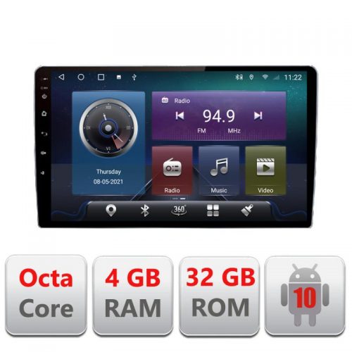VPX Navigatie dedicata Edonav Peugeot 307 C-307,QLED,Octacore,4 Gb RAM,32 Gb Hdd,360,4G,DSP,GPS,Bluetooth