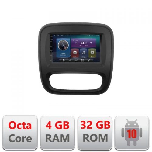 VPX Navigatie dedicata Edonav Renault Trafic 2014-2017 C-rt09,QLED,Octacore,4 Gb RAM,32 Gb Hdd,360,4G,DSP,GPS,Bluetooth