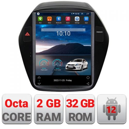 VPX Navigatie dedicata Edonav tip Tesla Hyundai IX35 2010-2015,Qled 9.7″,Octacore,2Gb RAM,32Gb Hdd,4G,DSP,Carplay,Bluetooth