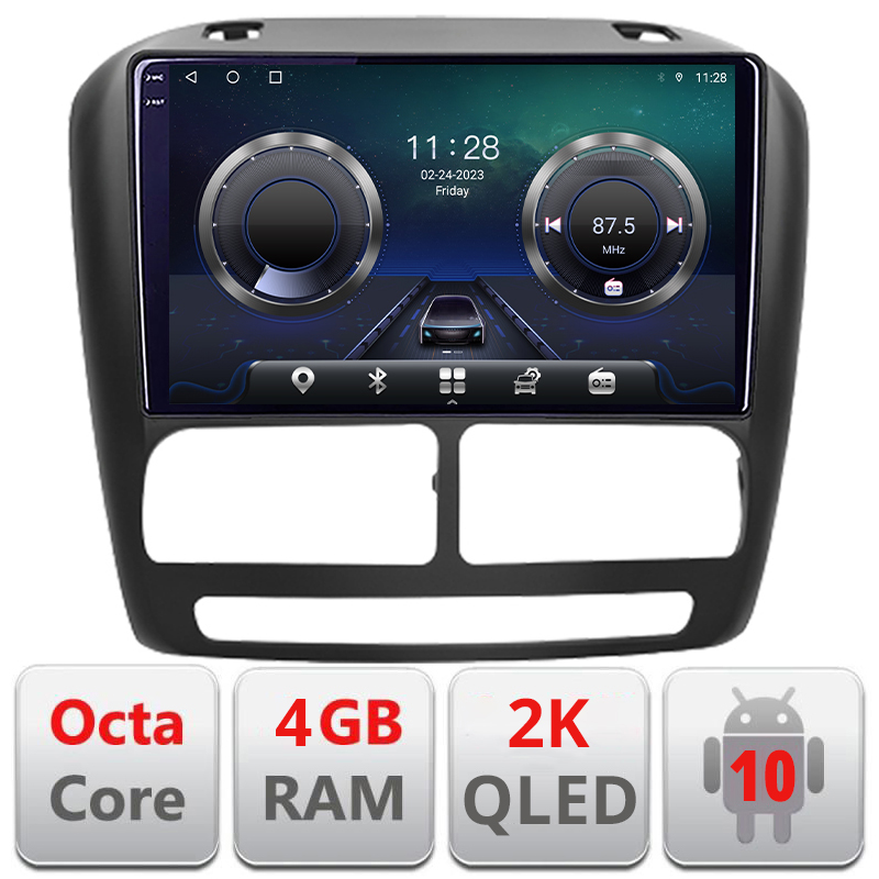 Navigatie dedicata Fiat Doblo 2010-2017 si Opel Combo 2010-2017 Android Octa Core Ecran 2K QLED GPS 4G 4+32GB 360 KIT-DOBLO10+EDT-E409-2K