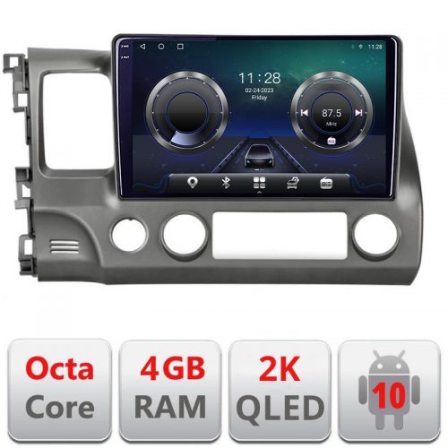 VPX Navigatie dedicata Honda Civic 2005-2011 Android Octa Core Ecran 2K QLED GPS 4G 4+32GB 360 KIT-044+-E410-2K