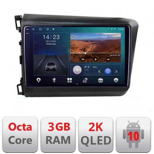 VPX Navigatie dedicata Honda Civic 2012-2015 B-132 Android Ecran 2K QLED octa core 3+32 carplay android auto KIT-132+-E309V3-2K