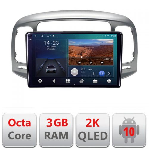 VPX Navigatie dedicata Hyundai Accent 2006-2012 B-ACCENT Android Ecran 2K QLED octa core 3+32 carplay android auto KIT-accent+-E309V3-2K