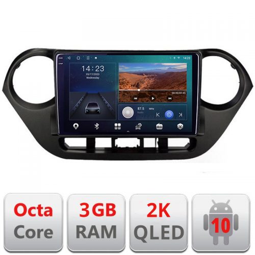 VPX Navigatie dedicata Hyundai I10 2013-2019 B-HY38 Android Ecran 2K QLED octa core 3+32 carplay android auto KIT-HY38+-E309V3-2K