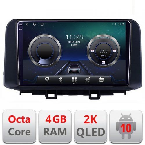 VPX Navigatie dedicata Hyundai Kona C-1058 Android Octa Core Ecran 2K QLED GPS 4G 4+32GB 360 KIT-1058+-E410-2K