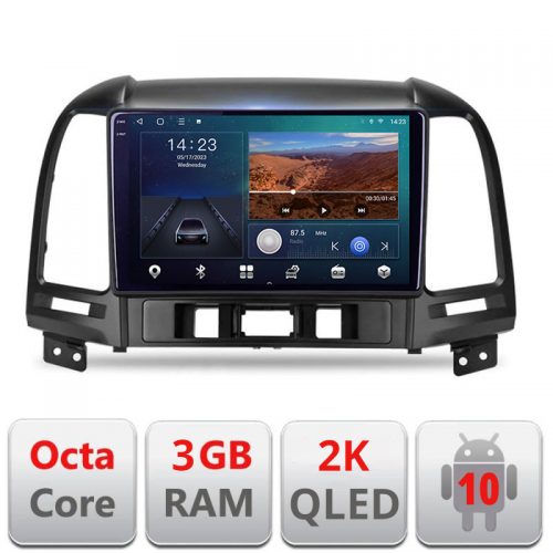 VPX Navigatie dedicata Hyundai Santa Fe B-008 Android Ecran 2K QLED octa core 3+32 carplay android auto KIT-008+-E309V3-2K