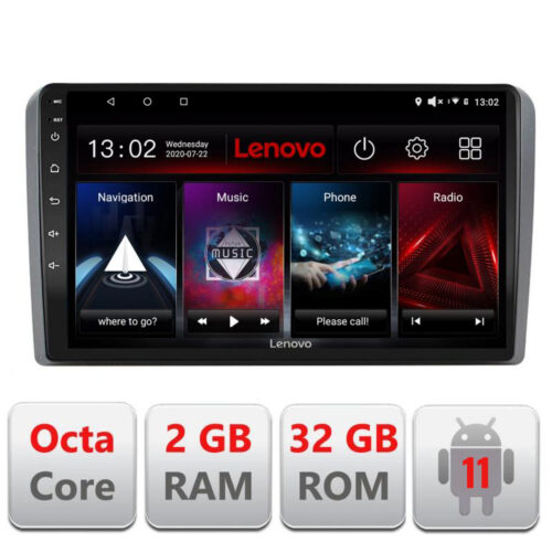 VPX Navigatie dedicata Lenovo Audi A3 8P D-049, Octacore Qualcomm, 2Gb RAM, 32Gb Hdd, 4G, Qled, DSP, Carplay, Bluetooth