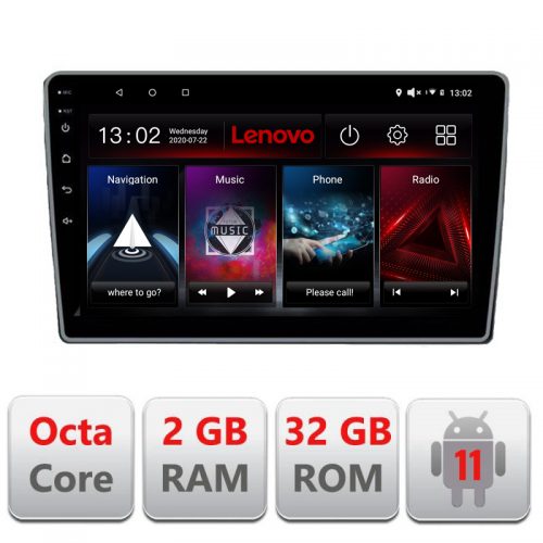 VPX Navigatie dedicata Lenovo Citroen C3 2018-, Octacore Qualcomm, 2Gb RAM, 32Gb Hdd, 4G, Qled, DSP, Carplay, Bluetooth