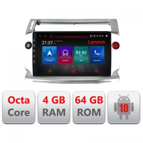 VPX Navigatie dedicata Lenovo Citroen C4 E-088, Octacore, 4Gb RAM, 64Gb Hdd, 4G, Qled, 360, DSP, Carplay,Bluetooth