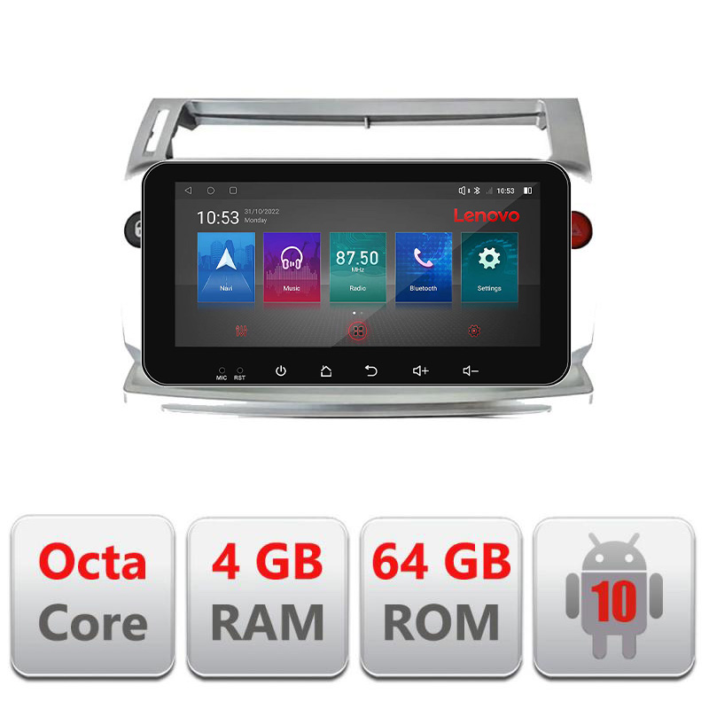 Navigatie dedicata Lenovo Citroen C4 Quad Core I-088 4+64, Ecran QLED 10.33", Octacore, 4Gb RAM, 64Gb Memorie, 4G, 360, DSP, Carplay,Bluetooth