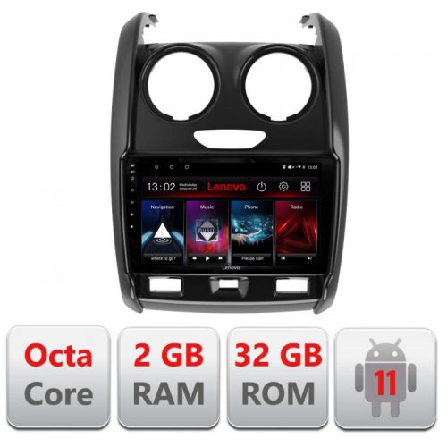 VPX Navigatie dedicata Lenovo Dacia Duster 2012-2019 D-157, Octacore Qualcomm, 2Gb RAM, 32Gb Hdd, 4G, Qled, DSP, Carplay, Bluetooth