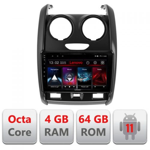 VPX Navigatie dedicata Lenovo Dacia Duster 2012-2019 L-157, Octacore Qualcomm, 4Gb RAM, 64Gb Hdd, 4G, Qled, DSP, Carplay, Bluetooth