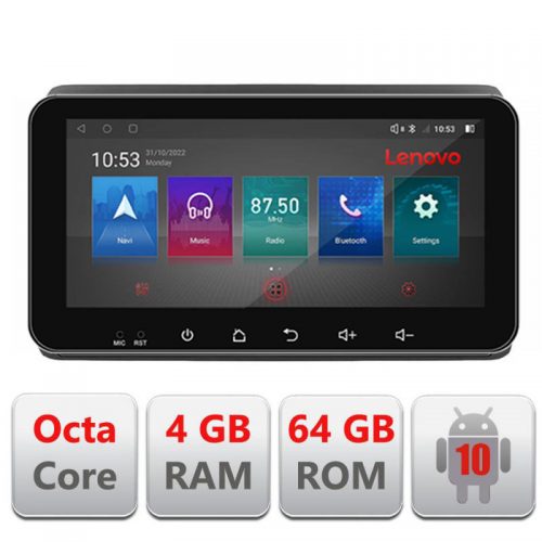 VPX Navigatie dedicata Lenovo Dacia Duster dupa 2019 I-199 4+64, Ecran QLED 10.33″, Octacore, 4Gb RAM, 64Gb Memorie, 4G, 360, DSP, Carplay,Bluetooth