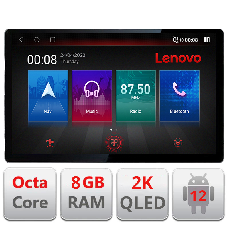 Navigatie dedicata Lenovo Dacia Logan Sandero Jogger LOGAN-2022 fara ecran de fabrica, Ecran 2K QLED 13",Octacore,8Gb RAM,128Gb...