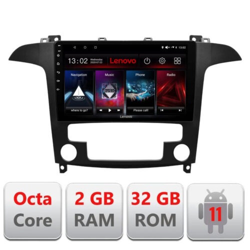VPX Navigatie dedicata Lenovo Ford S-Max 2008-2012 D-003, Octacore Qualcomm, 2Gb RAM, 32Gb Hdd, 4G, Qled, DSP, Carplay, Bluetooth