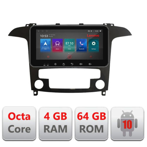 VPX Navigatie dedicata Lenovo Ford S-Max 2008-2012 I-003 4+64, Ecran QLED 10.33″, Octacore, 4Gb RAM, 64Gb Memorie, 4G, 360, DSP, Carplay,Bluetooth