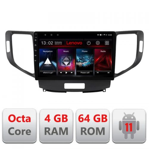 VPX Navigatie dedicata Lenovo Honda Accord 2008-2012 L-8951, Octacore Qualcomm, 4Gb RAM, 64Gb Hdd, 4G, Qled, DSP, Carplay, Bluetooth