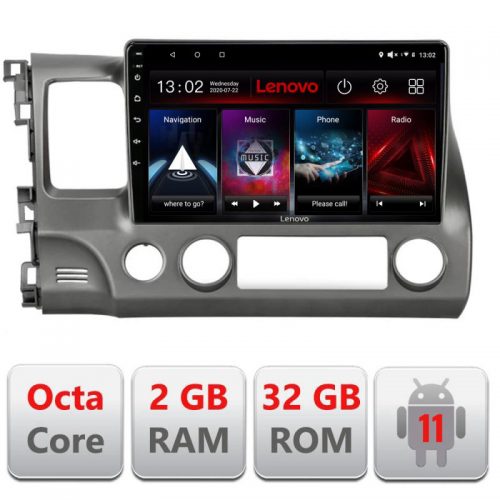 VPX Navigatie dedicata Lenovo Honda Civic 2005-2011 D-044, Octacore Qualcomm, 2Gb RAM, 32Gb Hdd, 4G, Qled, DSP, Carplay, Bluetooth