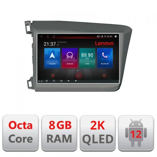 VPX Navigatie dedicata Lenovo Honda Civic 2012-2015 M-132 Octacore, 8 Gb RAM, 128 Gb Hdd, 4G, Qled 2K, DSP, Carplay AA, 360,Bluetooth