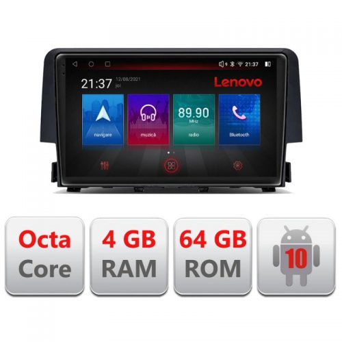 VPX Navigatie dedicata Lenovo Honda Civic 2016-2020 E-669, Octacore, 4Gb RAM, 64Gb Hdd, 4G, Qled, 360, DSP, Carplay,Bluetooth