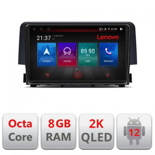 VPX Navigatie dedicata Lenovo Honda Civic 2016-2020 M-669 Octacore, 8 Gb RAM, 128 Gb Hdd, 4G, Qled 2K, DSP, Carplay AA, 360,Bluetooth