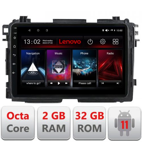 VPX Navigatie dedicata Lenovo Honda HR-V 2013-2018, Octacore Qualcomm, 2Gb RAM, 32Gb Hdd, 4G, Qled, DSP, Carplay, Bluetooth