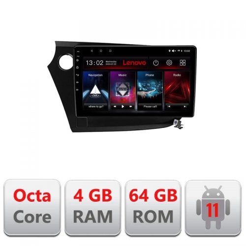 VPX Navigatie dedicata Lenovo Honda Insight 2009-2014 L-insight, Octacore Qualcomm, 4Gb RAM, 64Gb Hdd, 4G, Qled, DSP, Carplay, Bluetooth