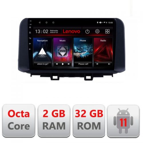 VPX Navigatie dedicata Lenovo Hyndai Kona D-1058 Octa Core , Octacore Qualcomm, 2Gb RAM, 32Gb Hdd, 4G, Qled, DSP, Carplay, Bluetooth