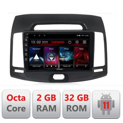 VPX Navigatie dedicata Lenovo Hyundai Elantra 2009 D-2009, Octacore Qualcomm, 2Gb RAM, 32Gb Hdd, 4G, Qled, DSP, Carplay, Bluetooth