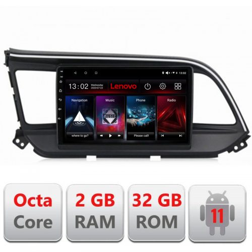 VPX Navigatie dedicata Lenovo Hyundai Elantra 2018- D-1581, Octacore Qualcomm, 2Gb RAM, 32Gb Hdd, 4G, Qled, DSP, Carplay, Bluetooth