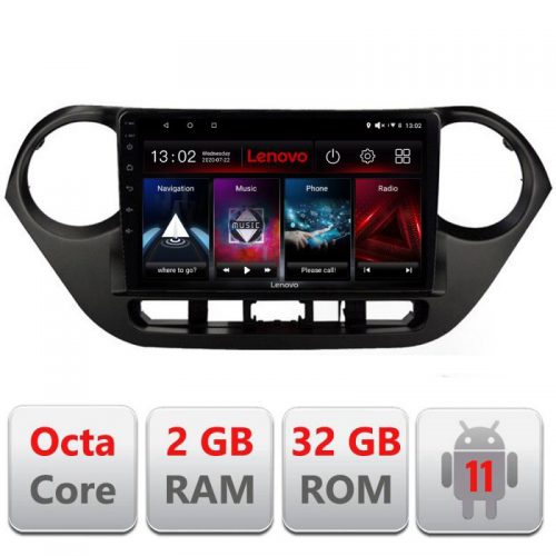VPX Navigatie dedicata Lenovo Hyundai I10 2013-2019 D-HY38, Octacore Qualcomm, 2Gb RAM, 32Gb Hdd, 4G, Qled, DSP, Carplay, Bluetooth