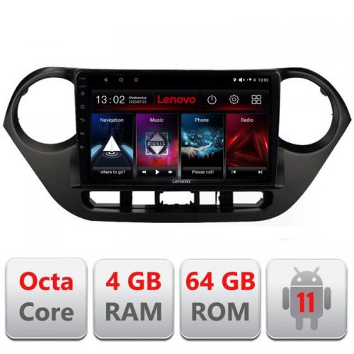 VPX Navigatie dedicata Lenovo Hyundai I10 2013-2019 L-HY38, Octacore Qualcomm, 4Gb RAM, 64Gb Hdd, 4G, Qled, DSP, Carplay, Bluetooth