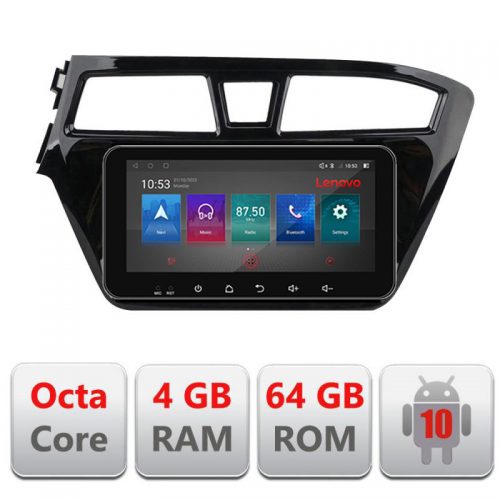 VPX Navigatie dedicata Lenovo Hyundai i20 2015-2018 I-517 4+64, Ecran QLED 10.33″, Octacore, 4Gb RAM, 64Gb Memorie, 4G, 360, DSP, Carplay,Bluetooth