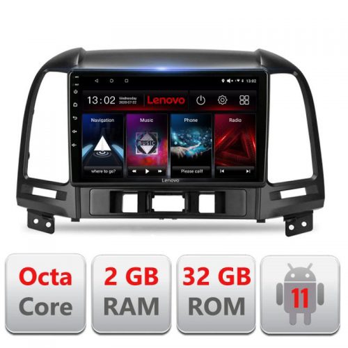 VPX Navigatie dedicata Lenovo Hyundai Santa Fe 2006-2012 D-008, Octacore Qualcomm, 2Gb RAM, 32Gb Hdd, 4G, Qled, DSP, Carplay, Bluetooth