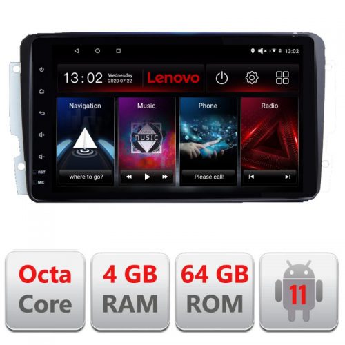 VPX Navigatie dedicata Lenovo Mercedes C 2001-2004 CLK G L-171, Octacore Qualcomm, 4Gb RAM, 64Gb Hdd, 4G, Qled, DSP, Carplay, Bluetooth